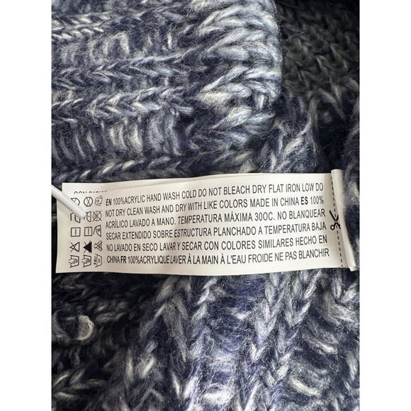 Women Fisherman Blue Marled Ombre Chunky Knit Sweater XL Coastal Boho Cozy Cabin - Picture 4 of 7